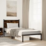 vidaXL Cadre de lit en métal sans matelas chêne fumé 90x190 cm