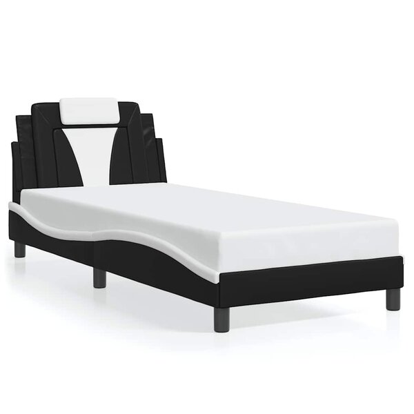 vidaXL Cadre de lit Viana sans matelas noir et blanc 90x190 cm similicuir