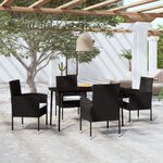 vidaXL Ensemble à manger de jardin 5 Pièces Noir
