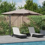 vidaXL Parasol déporté Roma avec LEDs taupe  352x251x265 cm  en aluminium