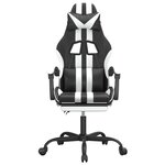vidaXL Chaise de jeu pivotante et repose-pied Noir et blanc Similicuir