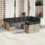vidaXL Salon de jardin avec coussins 13 Pièces gris clair résine tressée