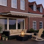 vidaXL Cadre de store manuel avec LEDs Beige et blanc 3 5 x 2 5 m