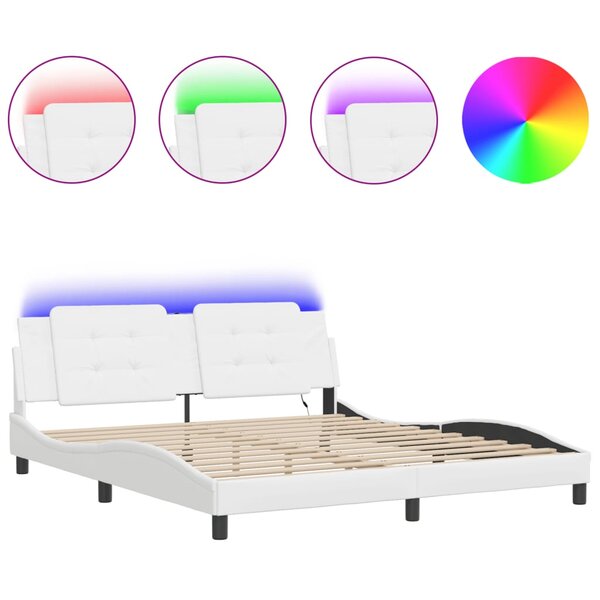 vidaXL Cadre de lit avec LED sans matelas blanc 180x200 cm
