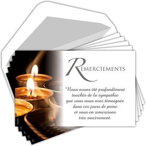 Lot 5 cartes remerciements condoléances +5 enveloppes blanches format 9x14cm