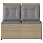 vidaXL Banc inclinable de jardin avec coussins beige résine tressée