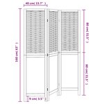 vidaXL Cloison de séparation 3 panneaux marron foncé paulownia massif