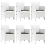 vidaXL Ensemble de salle à manger pour jardin 7 Pièces Blanc Rattan Polt