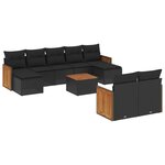 vidaXL Salon de jardin 10 Pièces avec coussins noir résine tressée