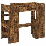 vidaXL Cadre de lit superposé avec bureau Chêne fumé 80 x 200 cm