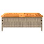 vidaXL Table de jardin beige 70x70x25 cm résine tressée et bois acacia