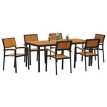 vidaXL Ensemble de salle à manger pour jardin 7 Pièces Noir et marron