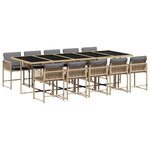 vidaXL Ensemble à manger de jardin et coussins 11 Pièces mélange beige
