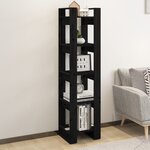 vidaXL Bibliothèque/Séparateur de pièce Noir 41x35x160 cm Pin massif