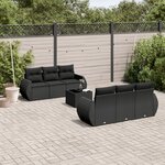 vidaXL Salon de jardin 7 Pièces avec coussins noir résine tressée