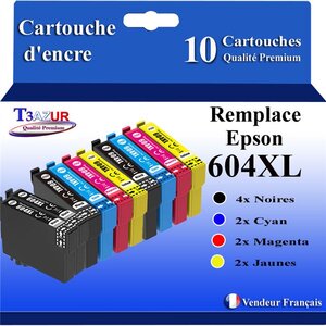 10x Cartouches compatibles avec Epson 604 XL pour Epson Expression Home XP-2200  XP-2205  XP-3200  XP-3205  XP-4200