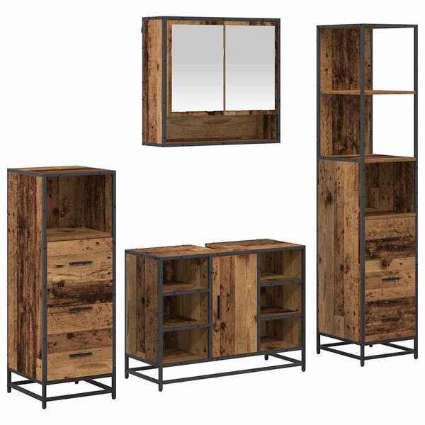 vidaXL Ensemble de mobilier de salle de bain 4 Pièces Bois Ancien