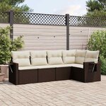 vidaXL Salon de jardin avec coussins 5 Pièces marron résine tressée