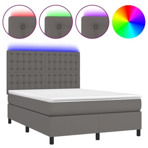 vidaXL Sommier à lattes de lit avec matelas et LED Gris 140x190 cm