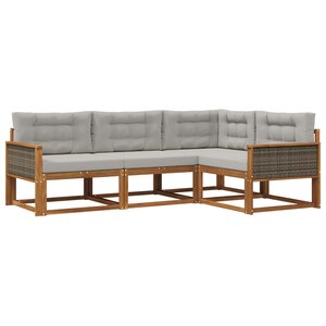 vidaXL Ensemble de canapés d'extérieur 4 pc Naturel et Gris clair