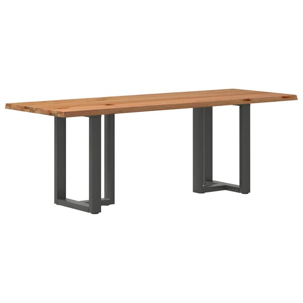 vidaXL Table à manger et bord naturel bois massif chêne rectangulaire