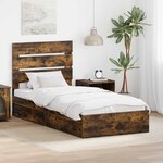 vidaXL Lit de Rangement Chêne fumé 90 x 190 cm Bois d'ingénierie