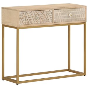 vidaXL Table console 90x30x76 cm bois massif de manguier et fer