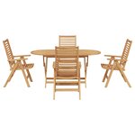 Ensemble de jardin vidaXL 5 pièces en bois massif de teck pliable