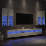 vidaXL Ensemble de meubles TV muraux 7 Pièces avec lumières LED blanc