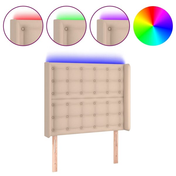 vidaXL Tête de lit à LED Cappuccino 93x16x118/128 cm Similicuir