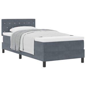 vidaXL Lit à ressorts avec matelas Gris foncé 90 x 190 cm Velours