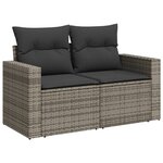vidaXL Salon de jardin 9 Pièces avec coussins gris résine tressée