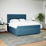vidaXL Sommier à lattes de lit et matelas bleu 180x200 cm velours