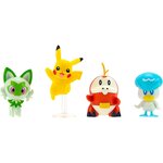 Jazwares PKW3402 - Pokémon - Set de 4 figurines de bataille - Pikachu  Crokel  Kwaks  Felori