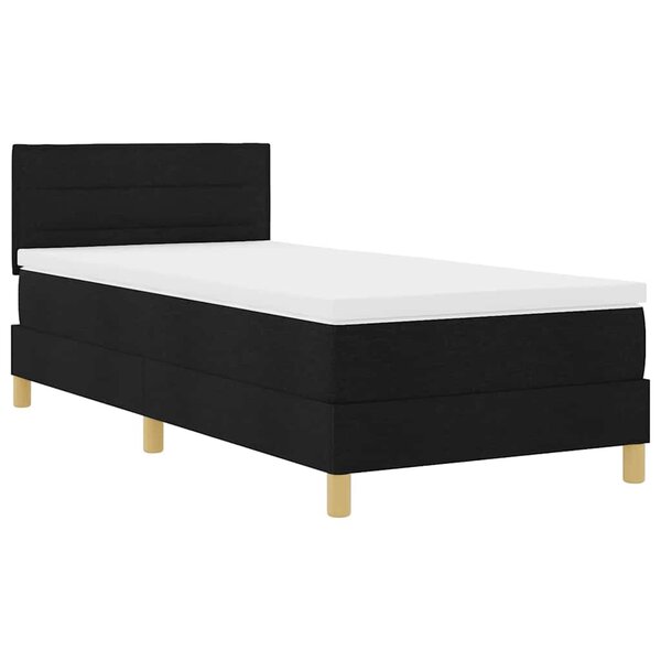 vidaXL Lit à ressort LED avec matelas Noir 90 x 190 cm tissu