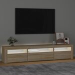 vidaXL Meuble TV avec lumières LED Chêne sonoma 195x35x40 cm