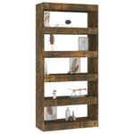 vidaXL Bibliothèque/Séparateur de pièce Chêne fumé Bois d'ingénierie