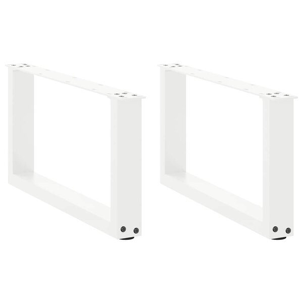 vidaXL Pieds de table basse en U 2 pièces Blanc 60 x (30-31) cm Acier