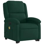 vidaXL Fauteuil inclinable de massage électrique vert foncé velours
