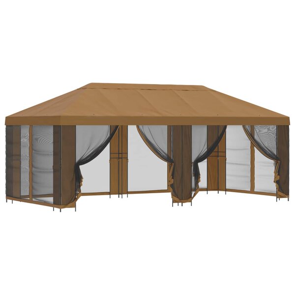 vidaXL Gazebo avec murs latéraux 6 x 3 m Beige Polyester et Acier 190