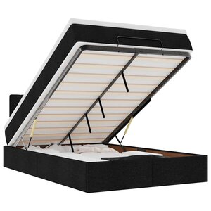 vidaXL Lit ottoman avec matelas et LED noir 120x190 cm tissu