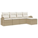 vidaXL Ensemble de Canapés de Jardin 5 Pièces avec Coussins Beige Poly Rotin