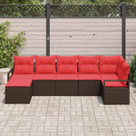 vidaXL Ensemble de canapé de jardin avec coussin 7 Pièces Marron et rouge