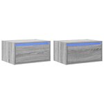 vidaXL Tables de chevet murales avec lumières LED 2 Pièces sonoma gris