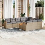 vidaXL Salon de jardin et coussins 11 Pièces mélange beige résine tressée