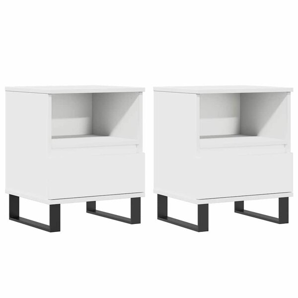 vidaXL Tables de chevet 2 Pièces blanc 40x35x50 cm bois d’ingénierie