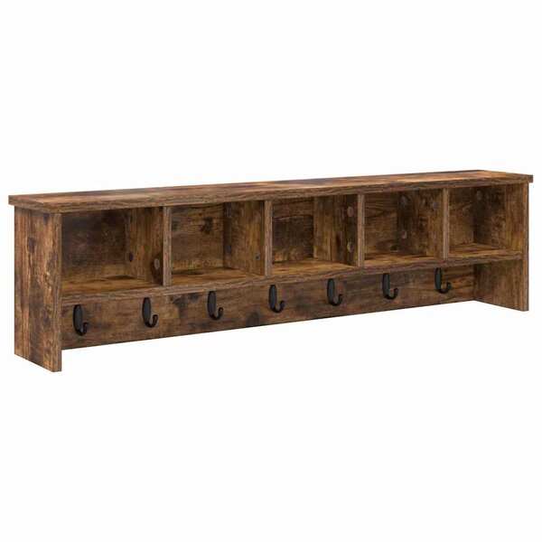 vidaXL Porte-manteau mural avec étagère Chêne fumé 100 x 16 x 26 cm