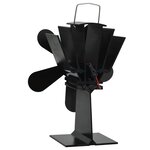 vidaXL Ventilateur de poêle alimenté par chaleur 5 pales Noir