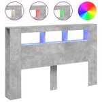 vidaXL Tête de lit à LED gris béton 160x18 5x103 5cm bois d'ingénierie