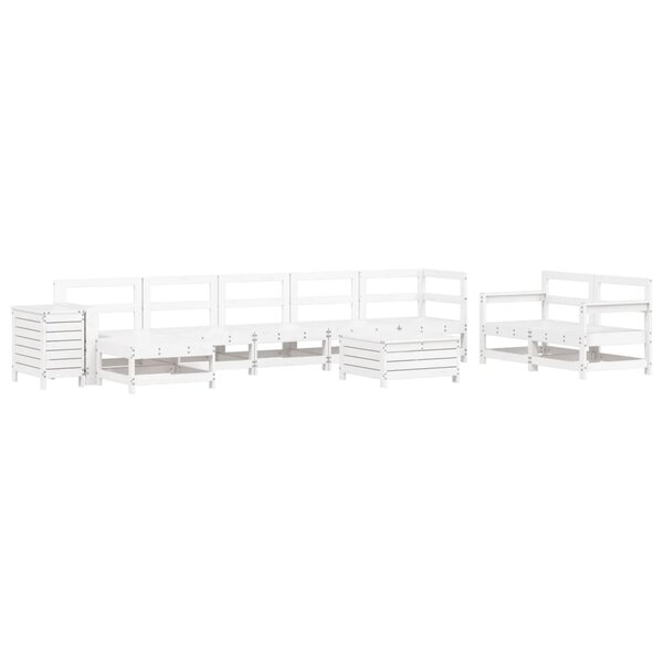vidaXL Salon de jardin 10 Pièces blanc bois de pin massif